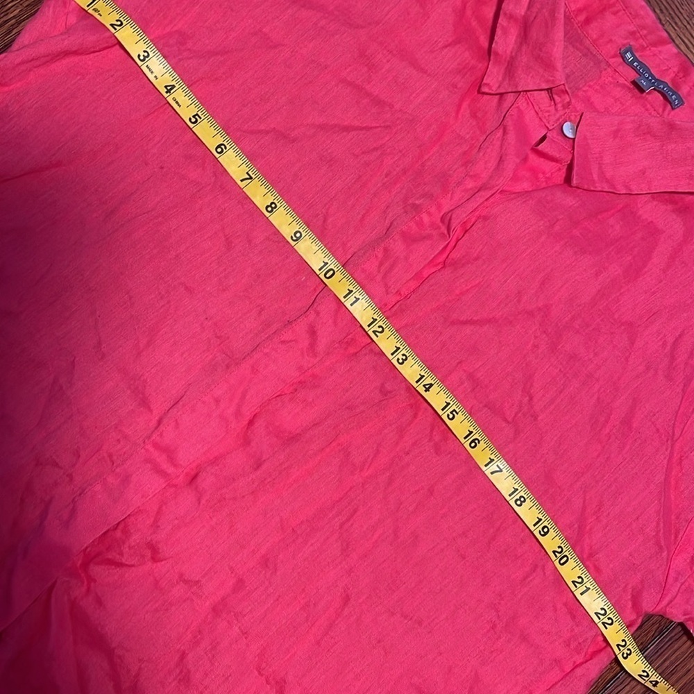 Elliott Lauren bright coral Linen long sleeve button down shirt XL - Picture 9 of 12